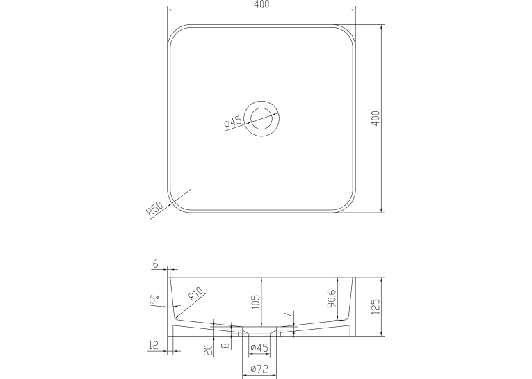  Раковина накладна кам'яна Solid surface, 13-40-210