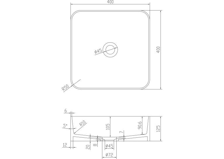  Раковина накладна кам'яна Solid surface, 13-40-210