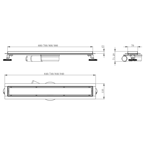 Лінійний трап Volle MASTER LINEA Aire 600мм; комбінований затвор cepillado cromo 9046.211314