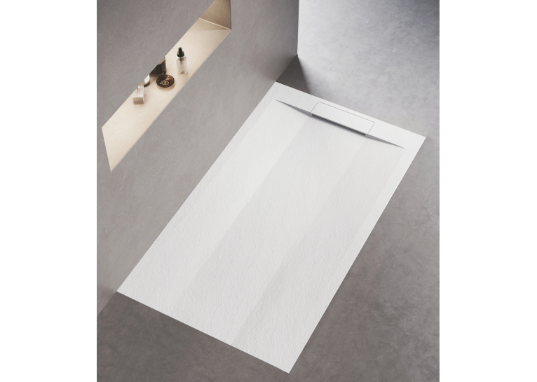 Піддон Weston ES-H 80x120 см, штучний камінь, холодний білий (Cold White), з сифоном і решіткою (68497)