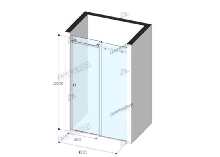 Душові двері Weston WDS 6 розсувні Чорний 200x140 см