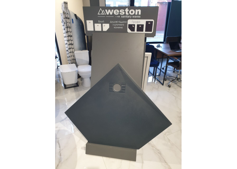 Душовий піддон п'ятикутний Weston WT5 90x90x3.4 чорний WPD-P-90x90-B