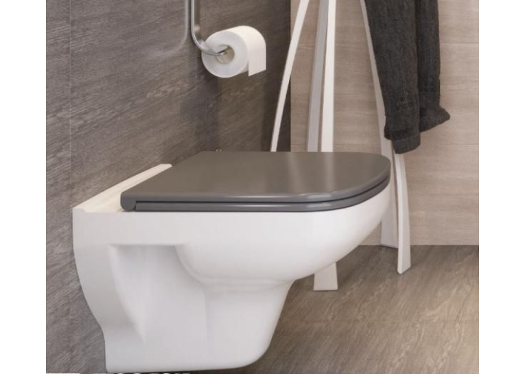  Сидіння для унітазу Cersanit COLOUR антибактеріальне Duroplast, soft-close, сіре K98-0093