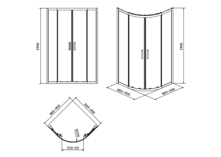  Душова кабіна Cersanit ARTECO 90x90 (S157-002)