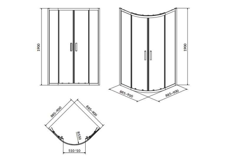  Душова кабіна Cersanit ARTECO 90x90 (S157-002)