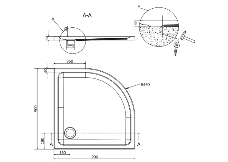  Піддон акриловий Cersanit TAKO SLIM 90x90 (S204-002)