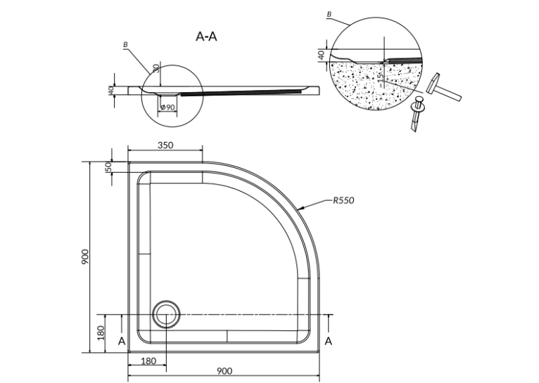  Піддон акриловий Cersanit TAKO SLIM 90x90 (S204-002)