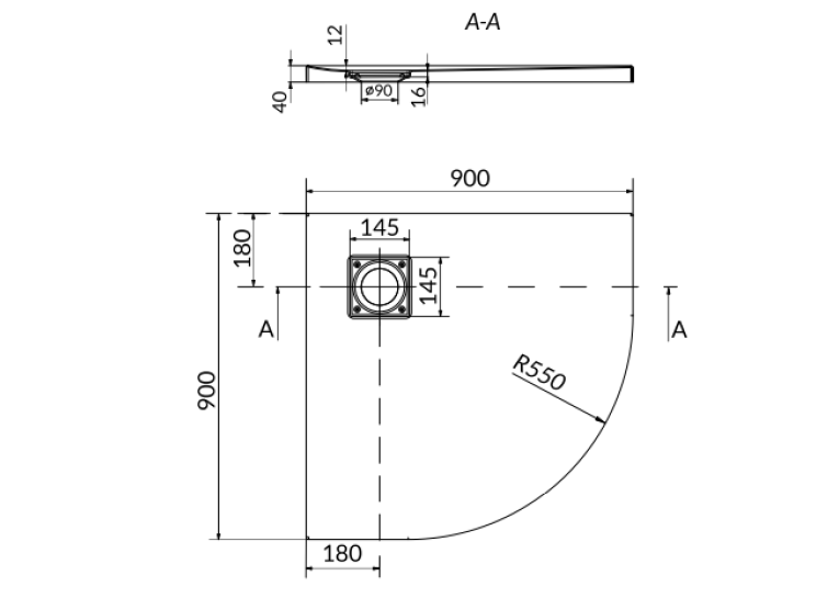 Поддон акриловый Cersanit TAKO SLIM 90x90 + сифон Virt (S601-120)