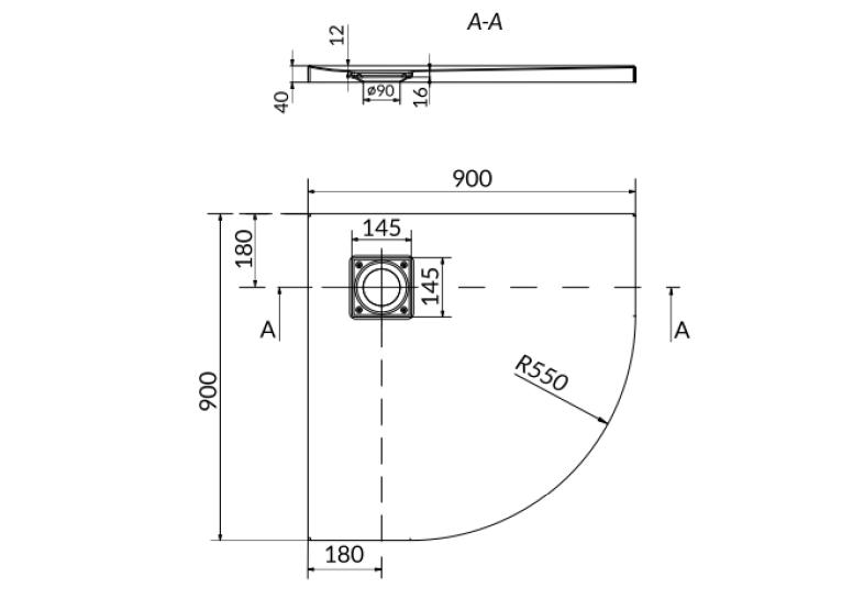  Піддон акриловий Cersanit TAKO SLIM 90x90 + сифон Virt (S601-120)