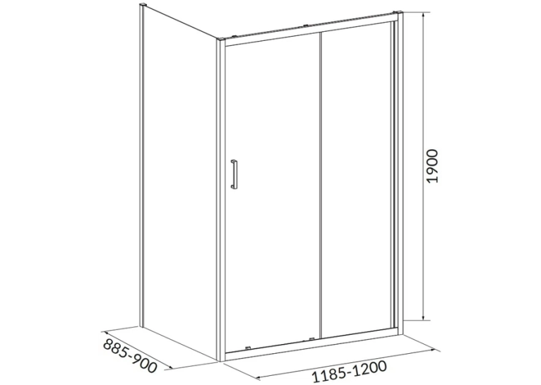Душова кабіна прямокутна CERSANIT BRASCO 120х90х190 S168-016 з розсувними дверми чорна