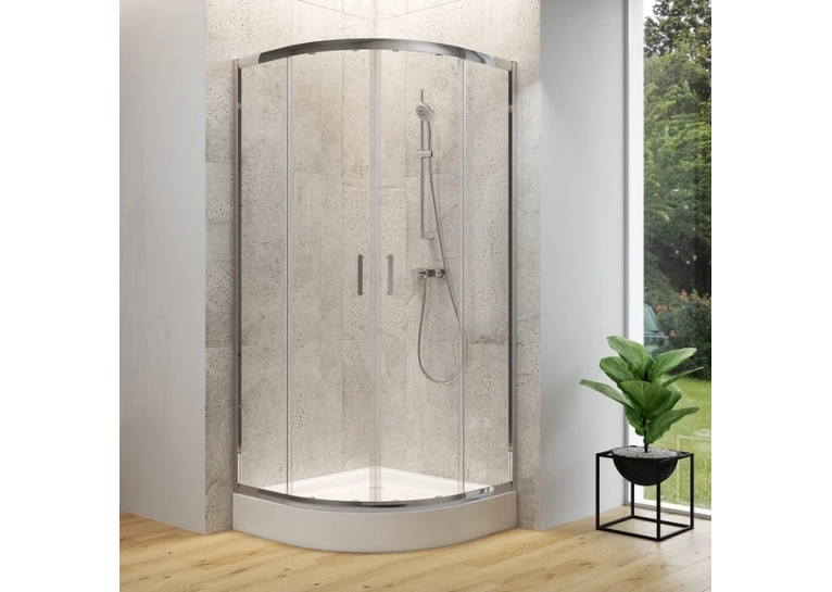 Полукраглая душевая кабина Cersanit BRASCO 80x80x190 хром Поддон 80x80x16 + панель (S168-001+S204-003)