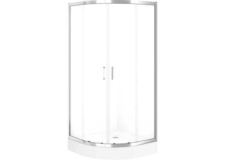 Полукраглая душевая кабина Cersanit BRASCO 90x90x190 хром + Поддон 90x90x16 + панель (S168-002+S204-004)