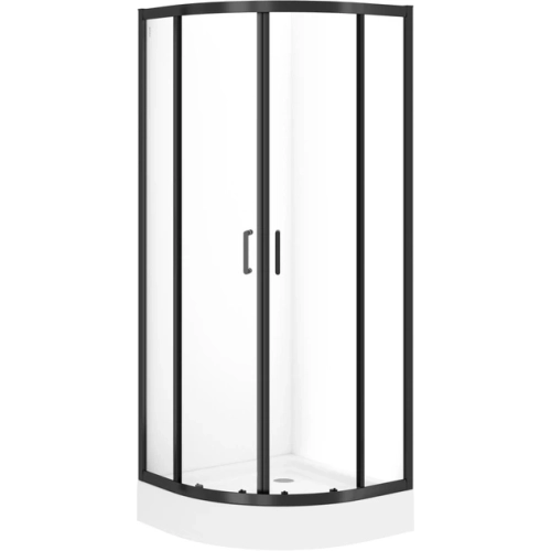Полукраглая душевая кабина Cersanit BRASCO 80x80x190 черный + поддон 80x80x16 + панель (S168-003+S204-003)