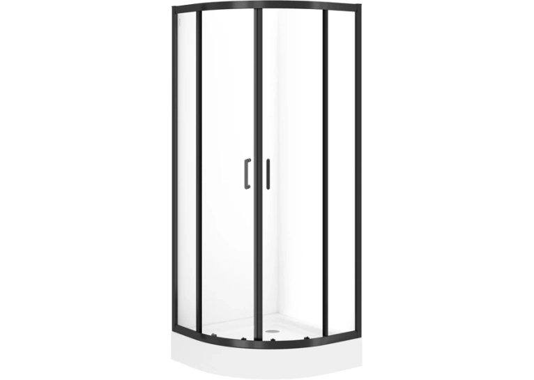Полукраглая душевая кабина Cersanit BRASCO 80x80x190 черный + поддон 80x80x16 + панель (S168-003+S204-003)