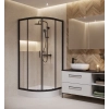Полукраглая душевая кабина Cersanit BRASCO 90x90x190 черный + поддон 90x90x16 + панель (S168-003+S204-003)