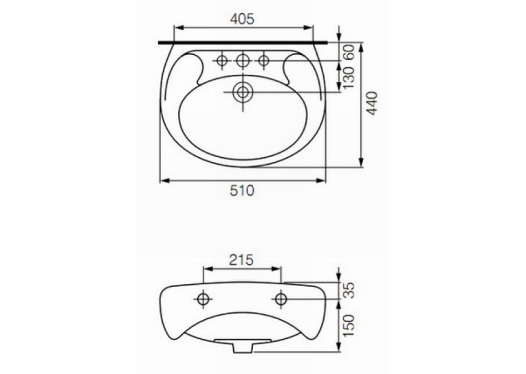  Раковина Cersanit EKO 50 з отвором K07-190/K07-233/K07-026