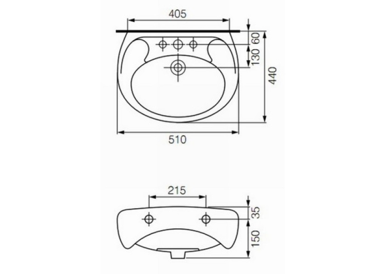 Раковина Cersanit EKO 50 с отверстием K07-190/K07-233/K07-026