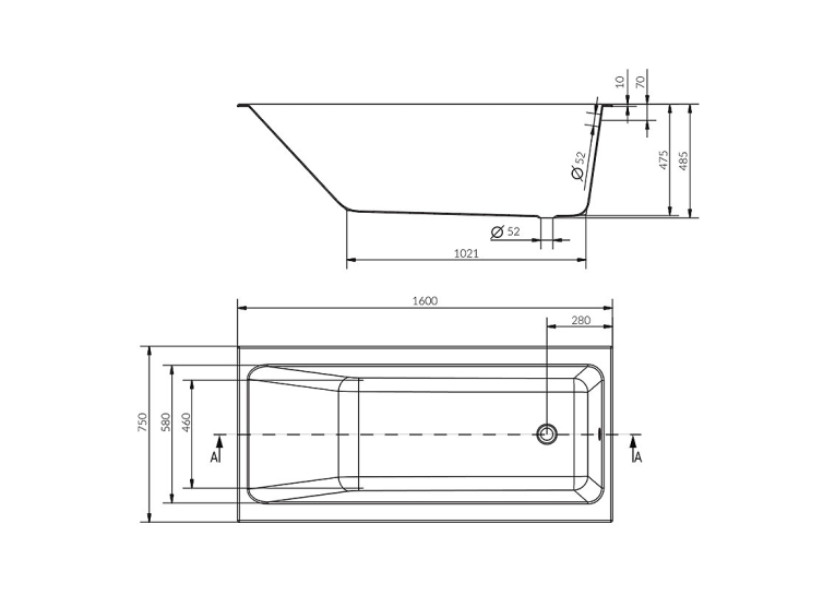  Ванна Cersanit CREA 160x75 (S301-225) + ніжки (Тип 1)