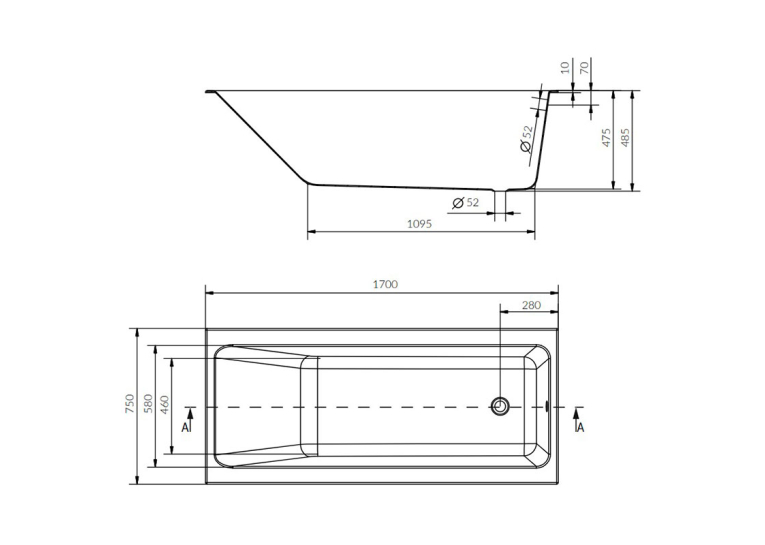 Ванна Cersanit CREA 170x75 (S301-226) + ніжки (Тип 1)