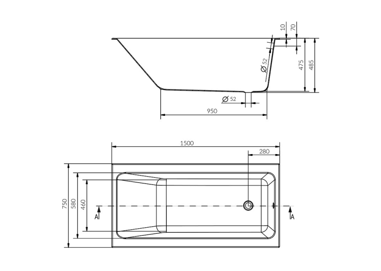  Ванна Cersanit CREA 150x75 (S301-233) + ніжки (Тип 2)