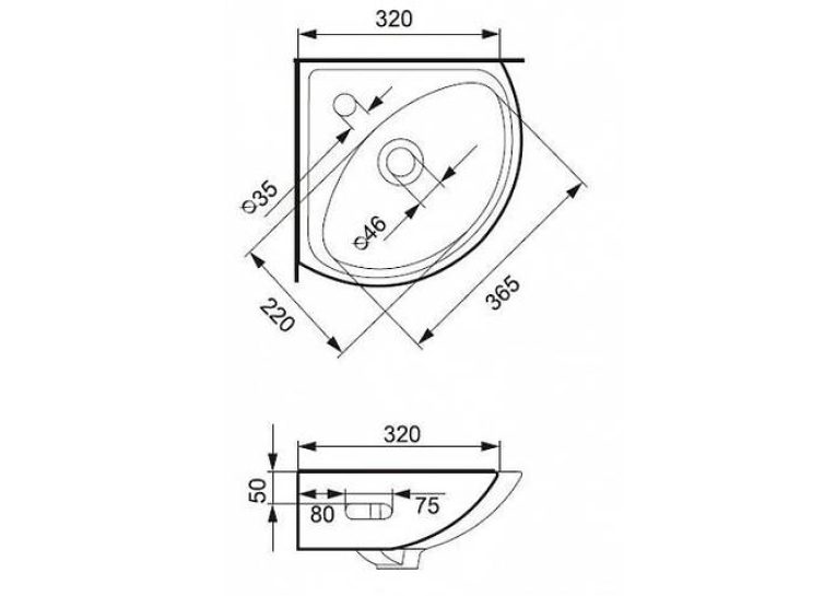 Угловая раковина Cersanit SIGMA с отверстием K11-0013