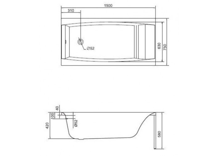Ванна Cersanit VIRGO 150 x 75 прямоугольная  AZBR1000150036