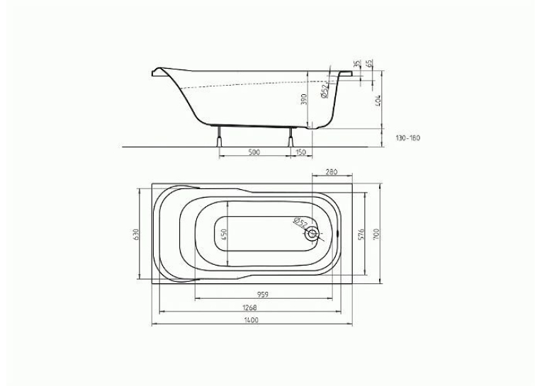 Ванна акрилова KOLO SENSA XWP354000N 140