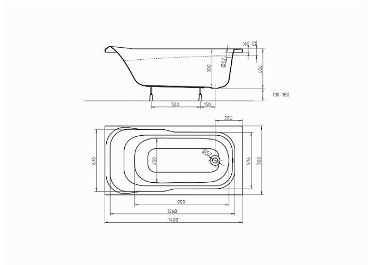 Ванна акрилова KOLO SENSA XWP354000N 140