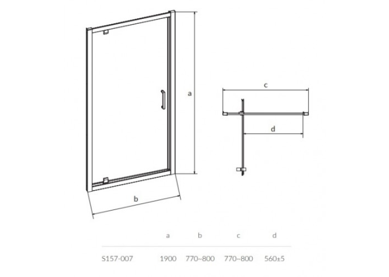 Двері душової кабіни Cersanit ARTECO PIVOT 80x190 S157-007