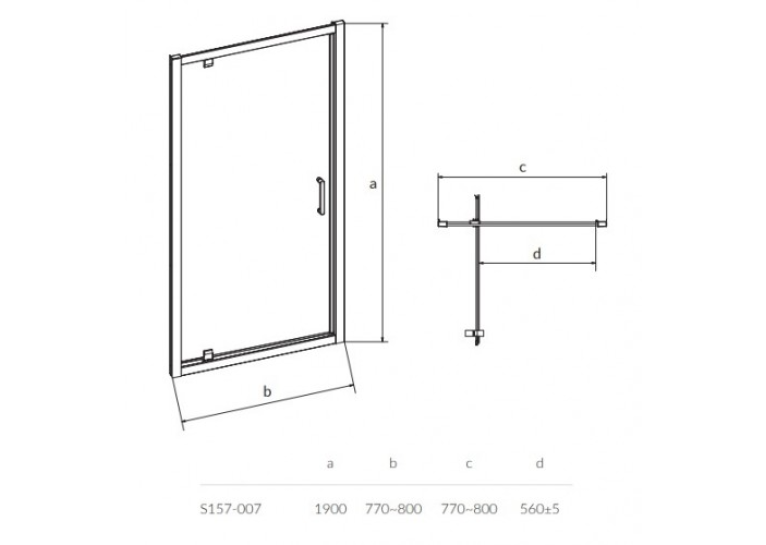 Двері душової кабіни Cersanit ARTECO PIVOT 80x190 S157-007