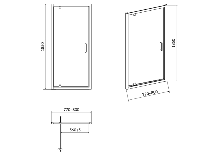 Душові двері Cersanit Pivot Basic 80x185 (S158-001)