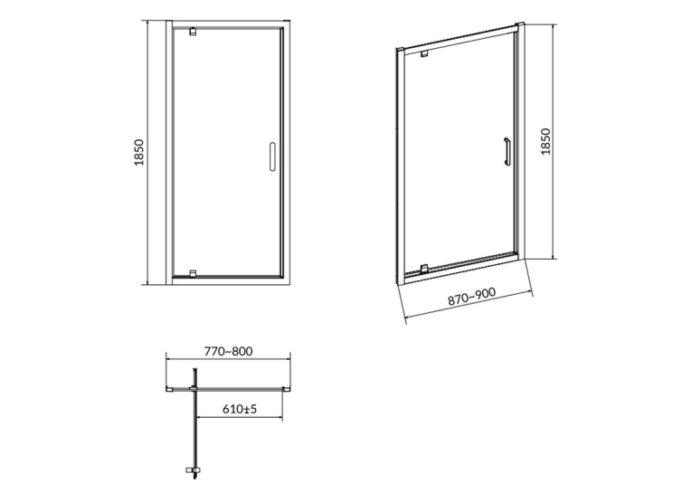 Душові двері Cersanit Pivot Basic 90x185 (S158-002)