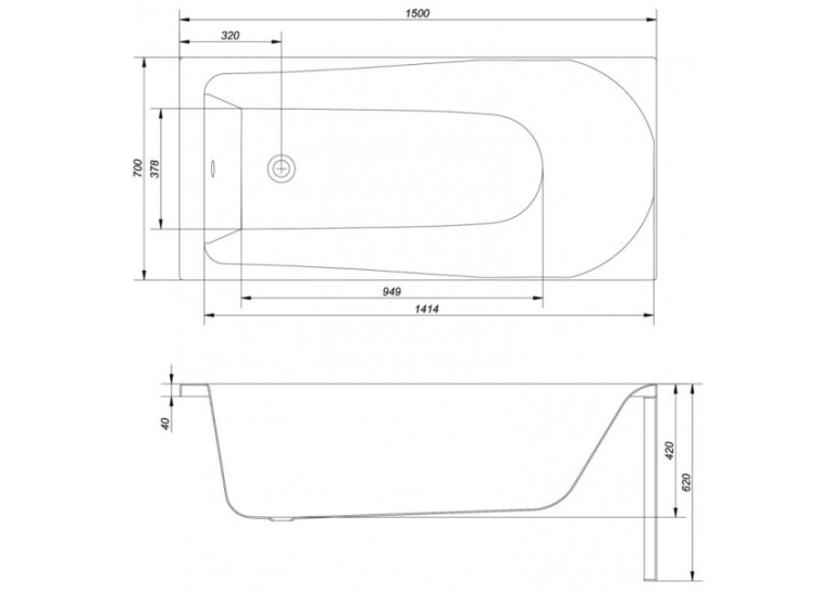 ᐉВанна Cersanit FLAVIA 150 x 70 прямокутна S301-105