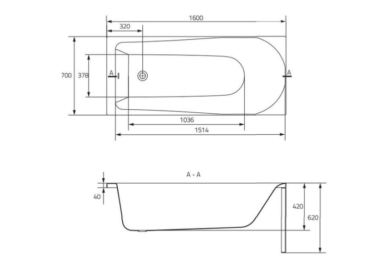 Ванна Cersanit FLAVIA 160 x 70 прямоугольная S301-106