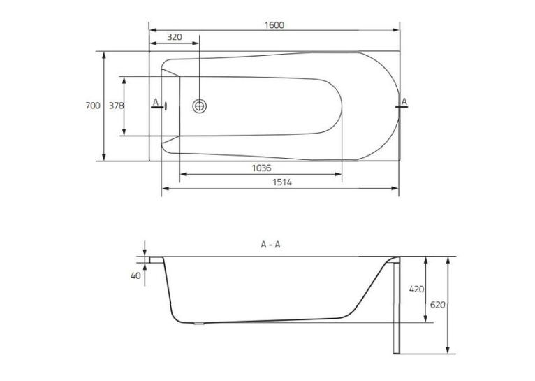 Ванна Cersanit FLAVIA 160 x 70 прямоугольная S301-106