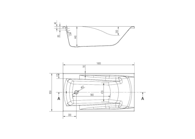 Ванна Cersanit ZEN 160 x 85 прямоугольная S301-127