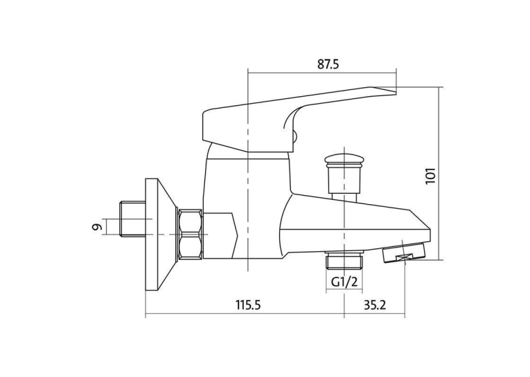  Змішувач для ванни та душу Cersanit AMET S951-003